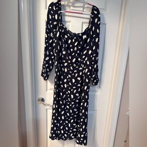 Reformation EUC Sigmund Dress in Navy/White. Size 16.